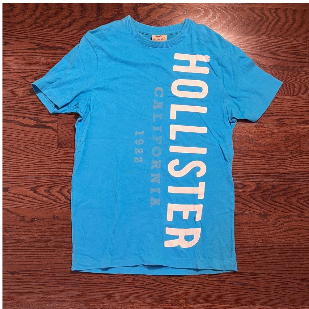 y2k vintage hollister men's blue graphic t shirt small